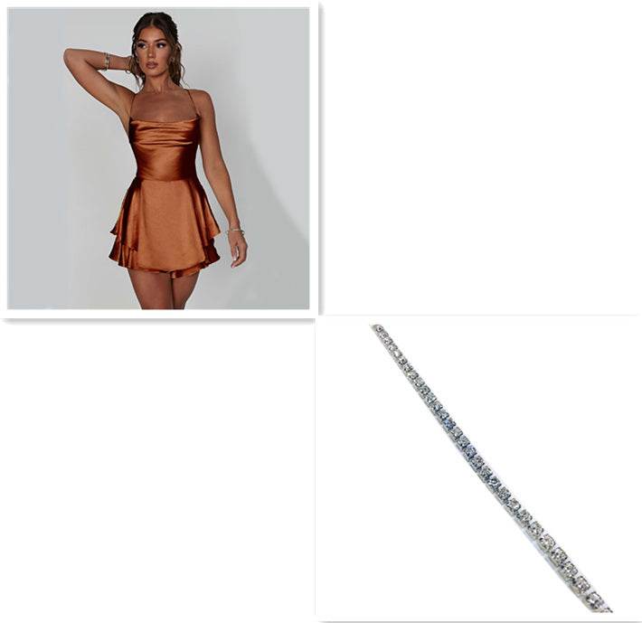 ✨ Sexy Suspender Satin Dress – Lace-Up Backless A-Line Mini - RNF ENT