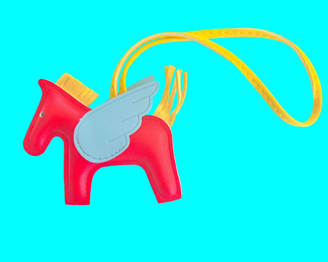 Flying Pegasus Bag Charm & Keychain – Colorful Leatherette Accessory