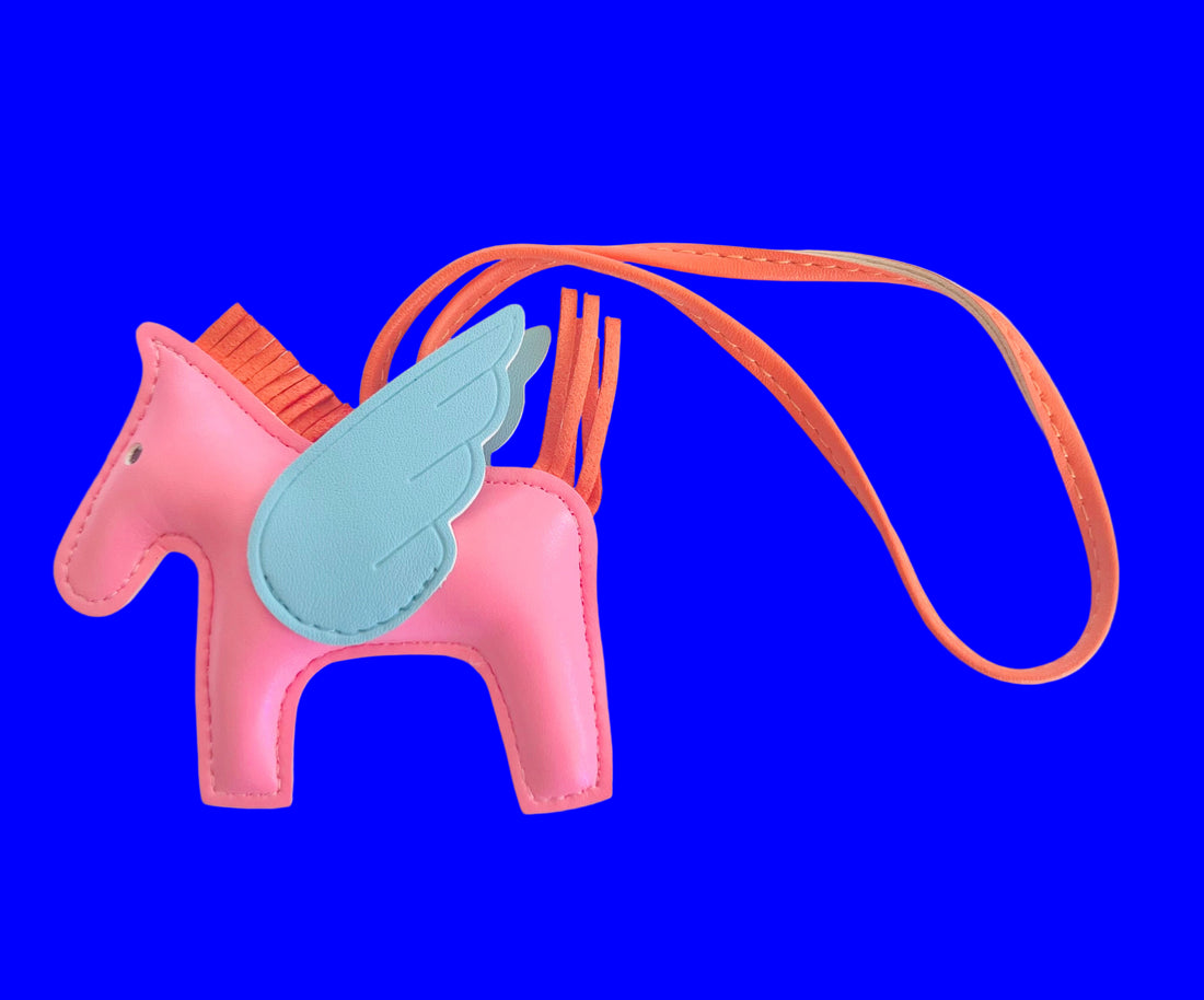 Flying Pegasus Bag Charm & Keychain – Colorful Leatherette Accessory