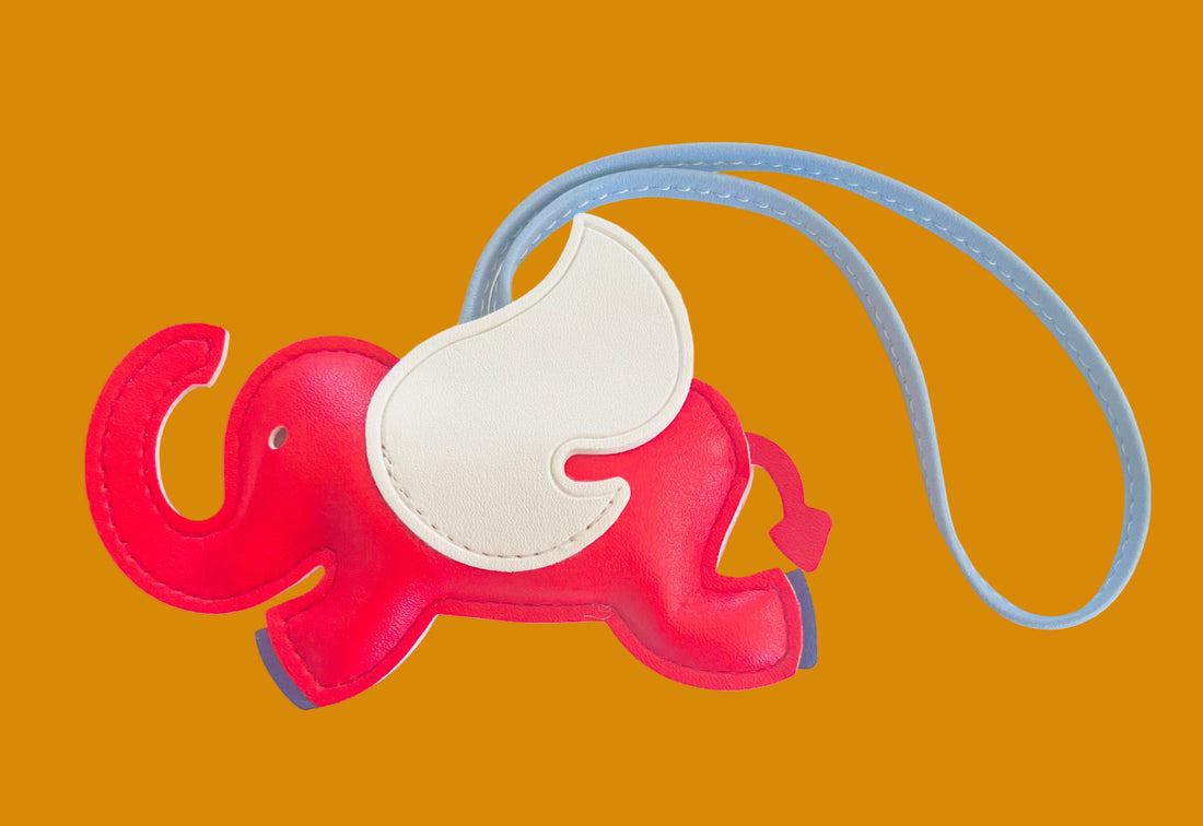 Flying Elephant Bag Charm & Keychain – Colorful Leatherette Accessory