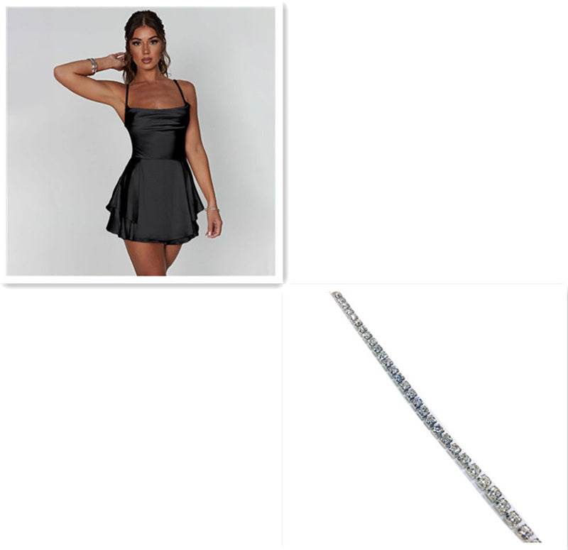 ✨ Sexy Suspender Satin Dress – Lace-Up Backless A-Line Mini - RNF ENT