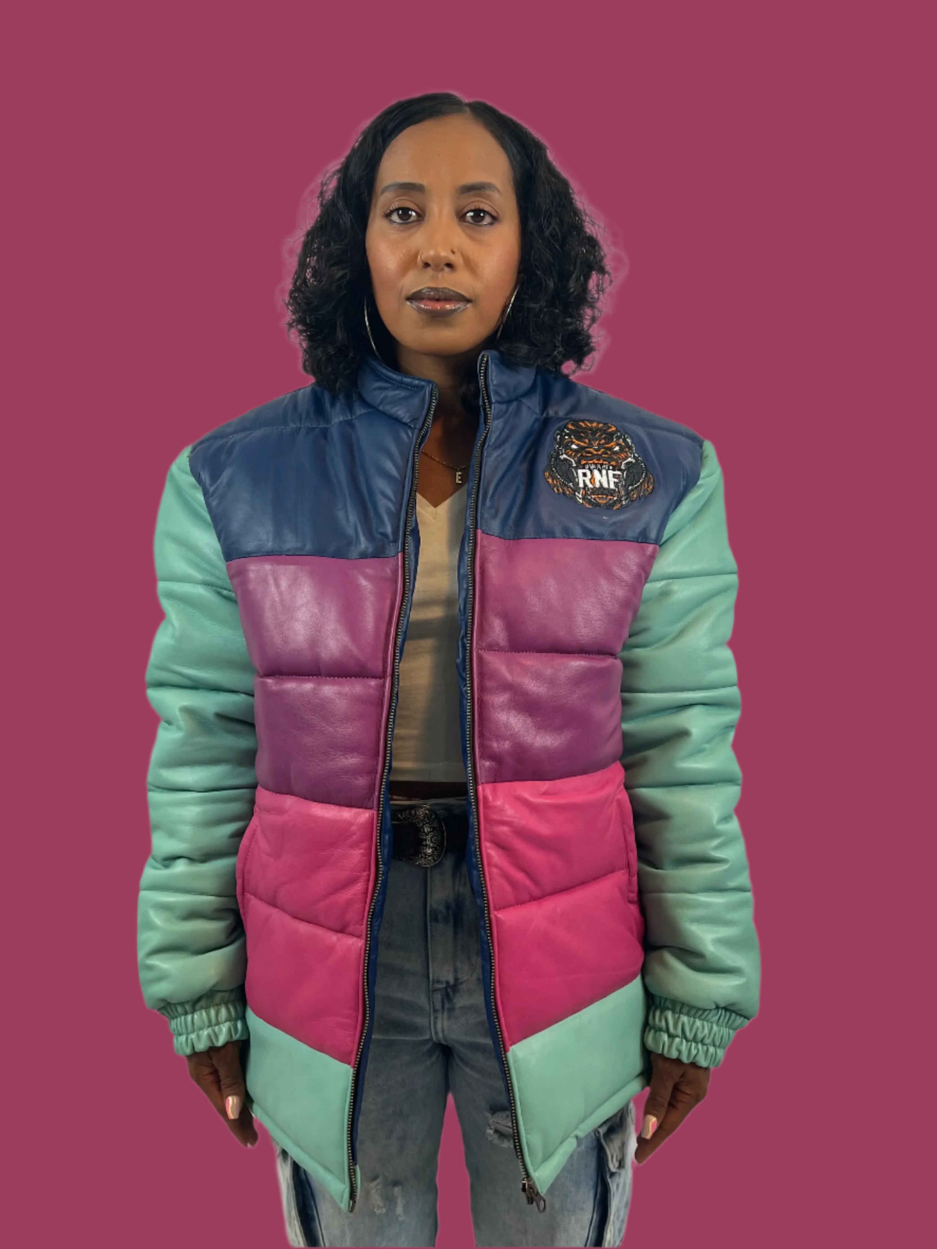 MULTICOLOR LAMBSKIN PUFF LEATHER JACKETS - RNF ENT
