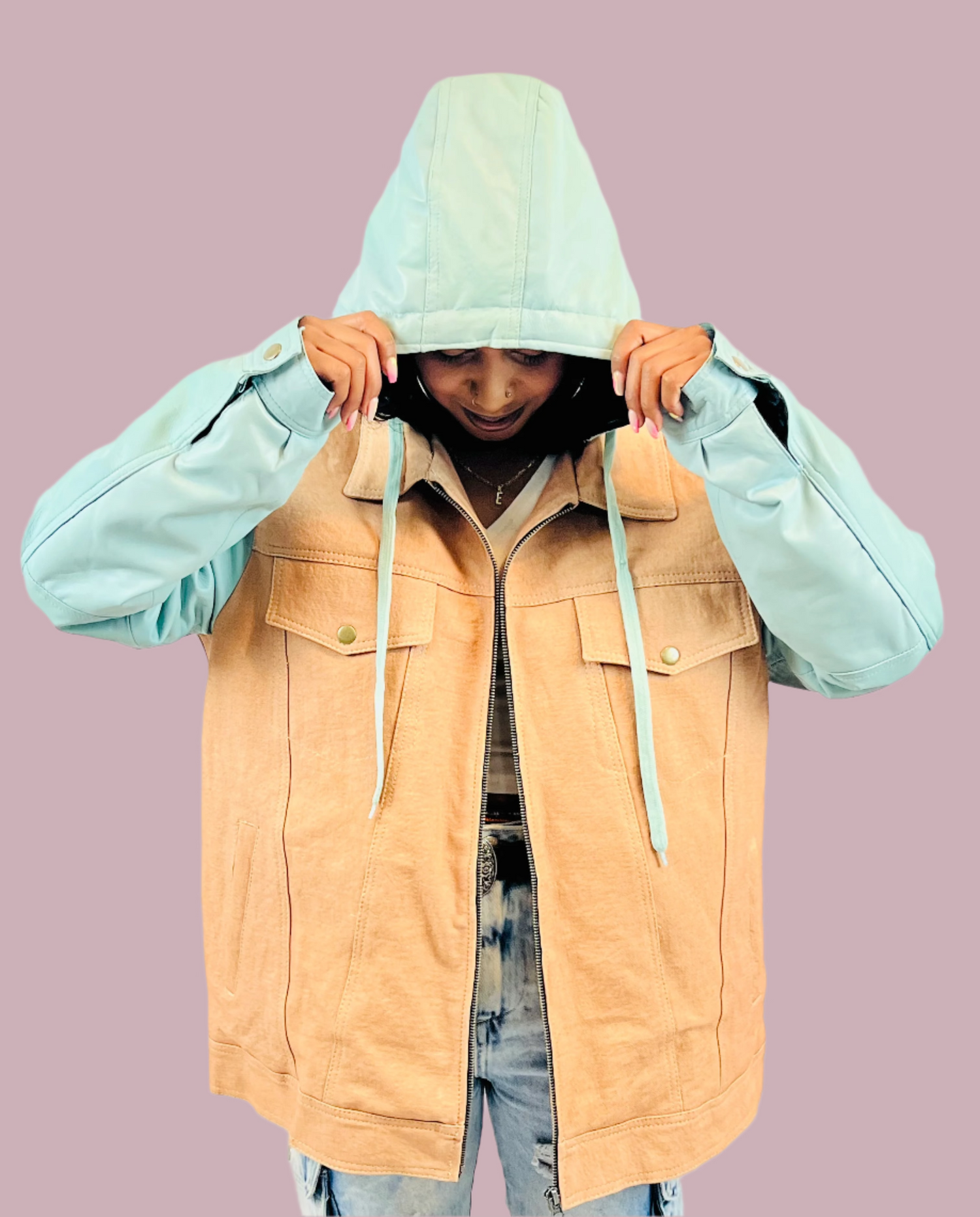DENIM LEATHER SLEEVE JACKETS - RNF ENT