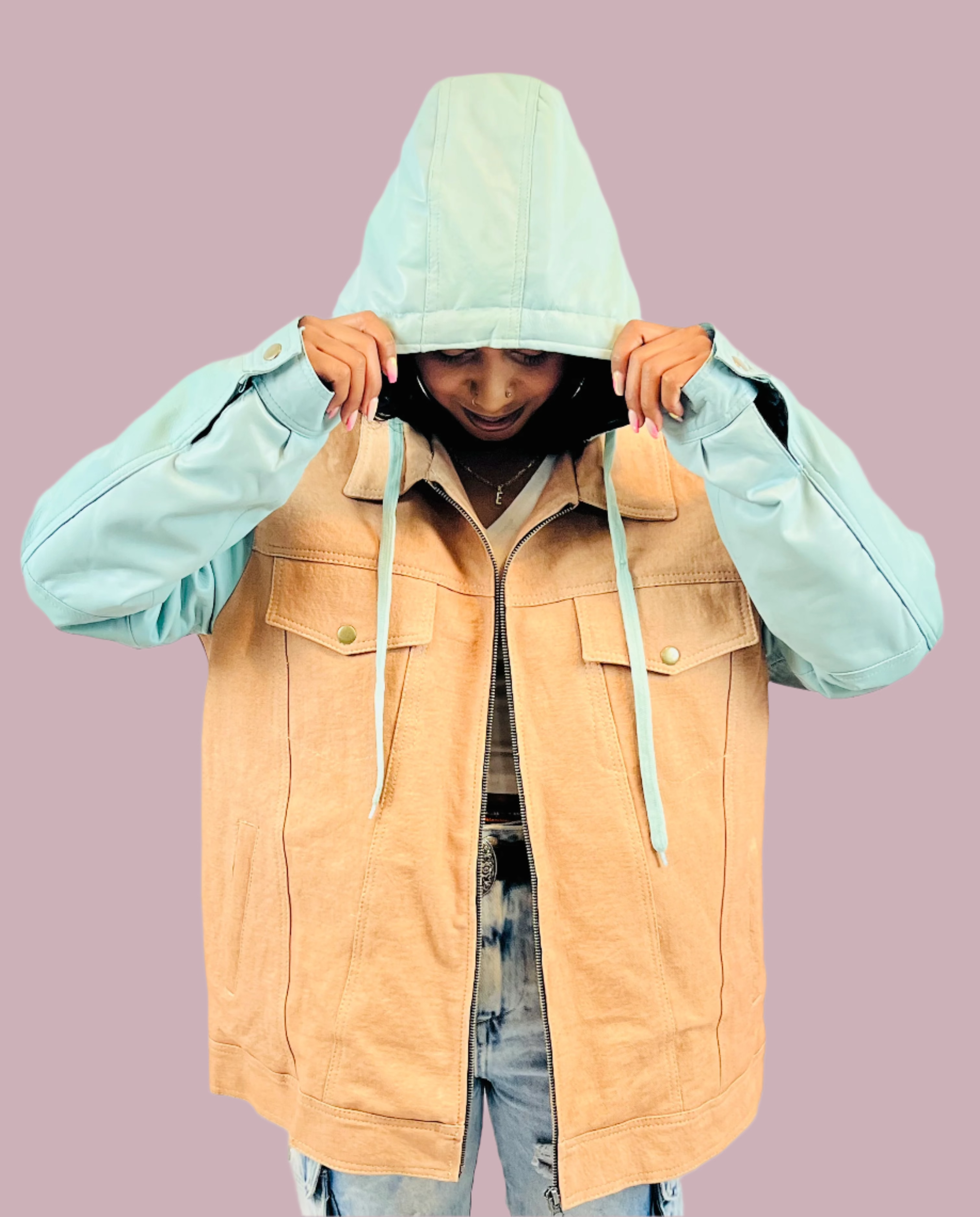 DENIM LEATHER SLEEVE JACKETS - RNF ENT