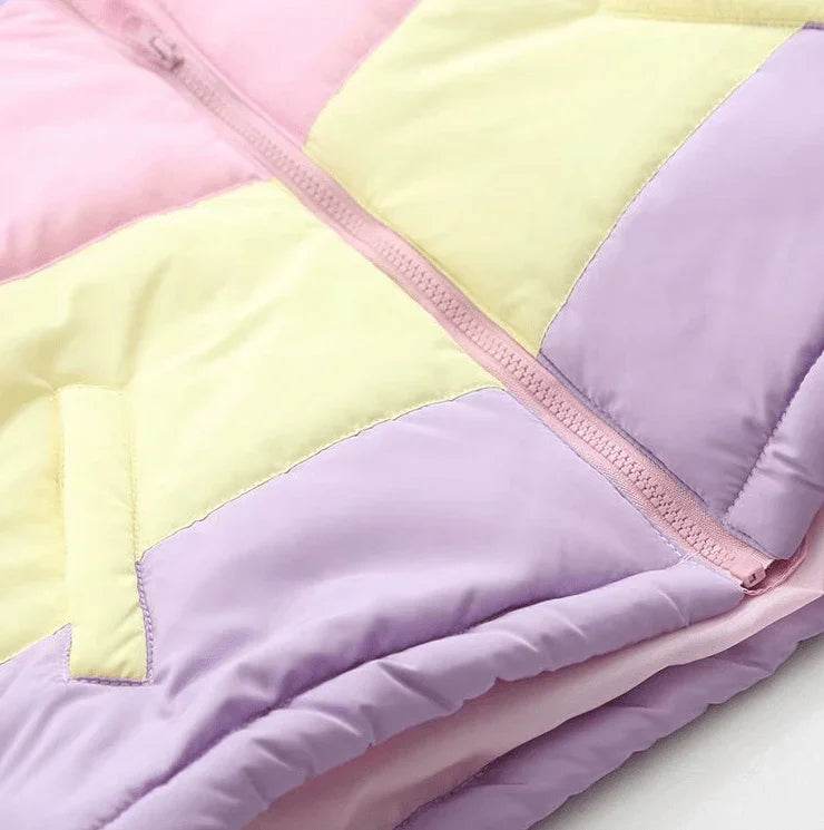 Rainbow contrast color loose padded coat jacket bread service - RNF ENT