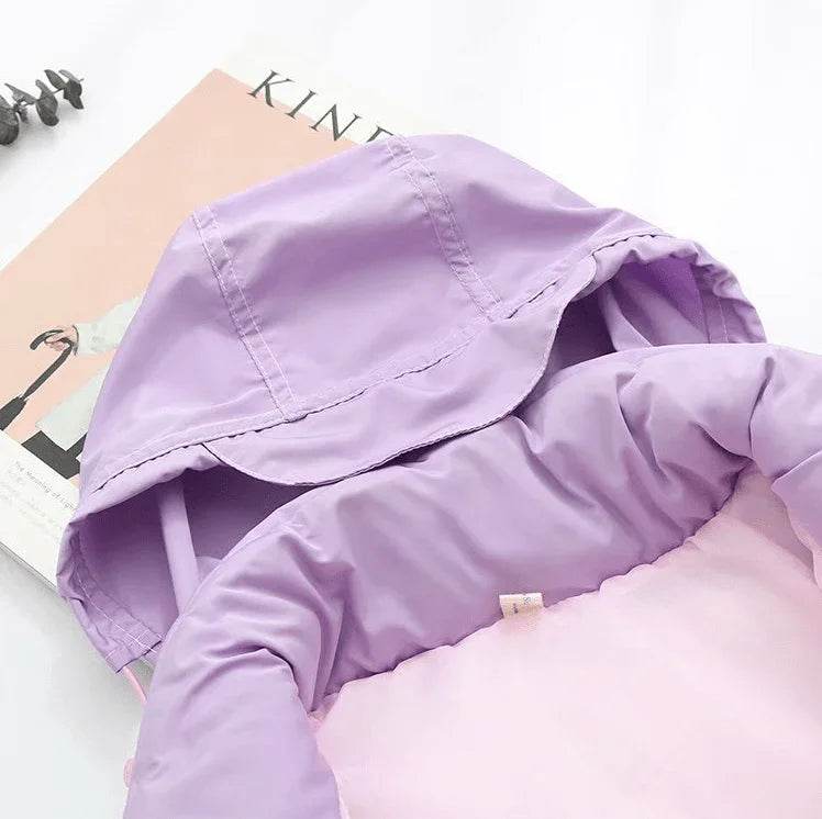 Rainbow contrast color loose padded coat jacket bread service - RNF ENT