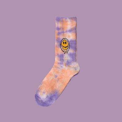 Tie-Dyed Face Floret Cotton Mid-Tube Socks - RNF ENT