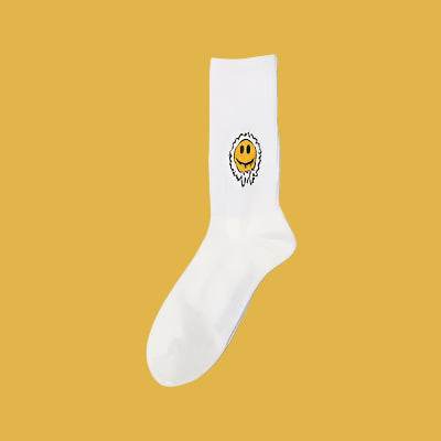Tie-Dyed Face Floret Cotton Mid-Tube Socks - RNF ENT