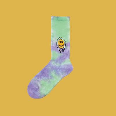 Tie-Dyed Face Floret Cotton Mid-Tube Socks - RNF ENT