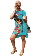 Load image into Gallery viewer, African Girl Print Casual Dress

