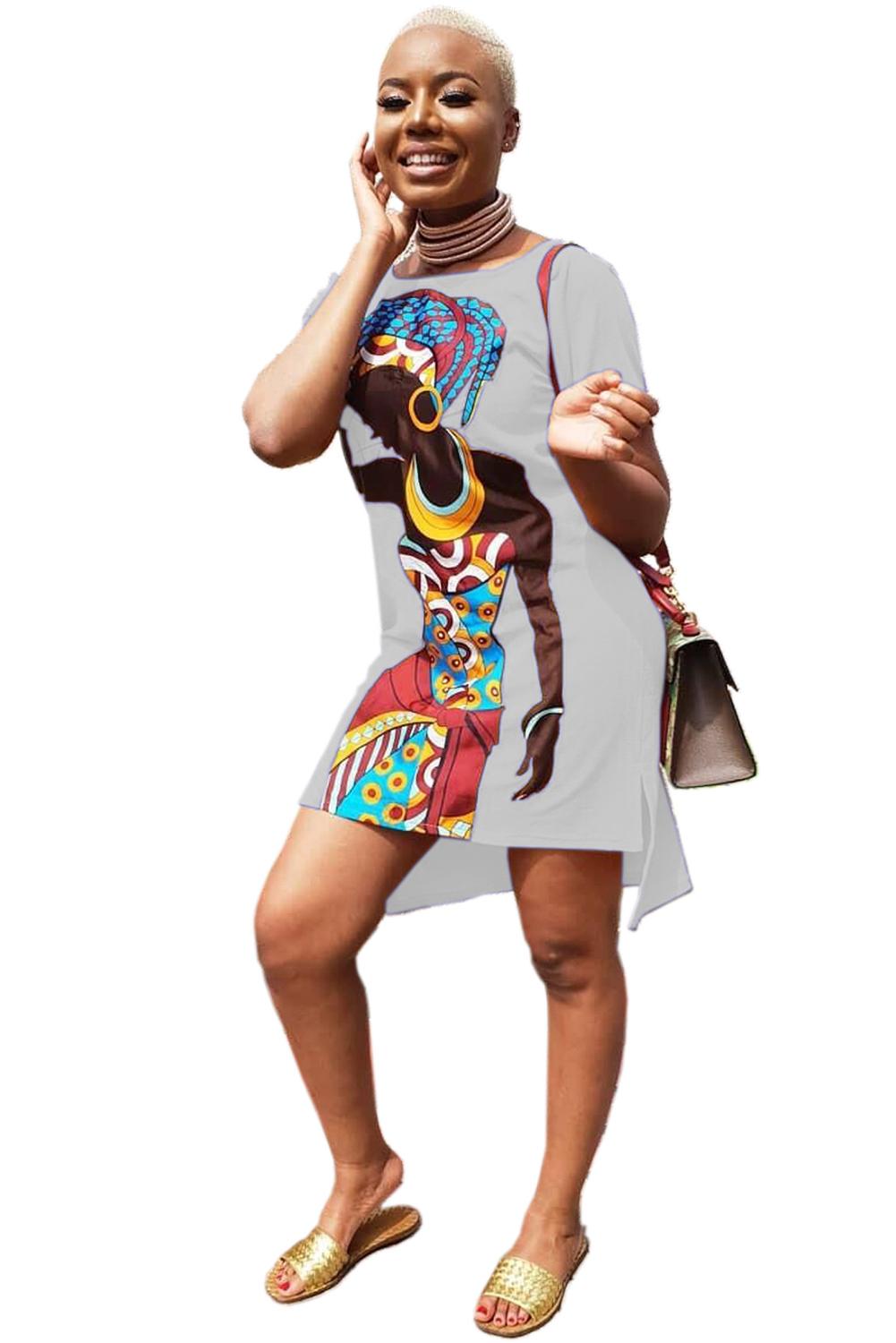 African Girl Print Casual Dress