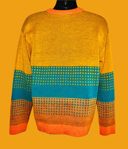 Multicolored sweater with a pattern on a white background