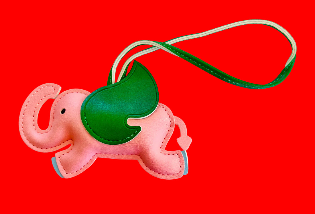 Flying Elephant Bag Charm &amp; Keychain – Colorful Leatherette Accessory