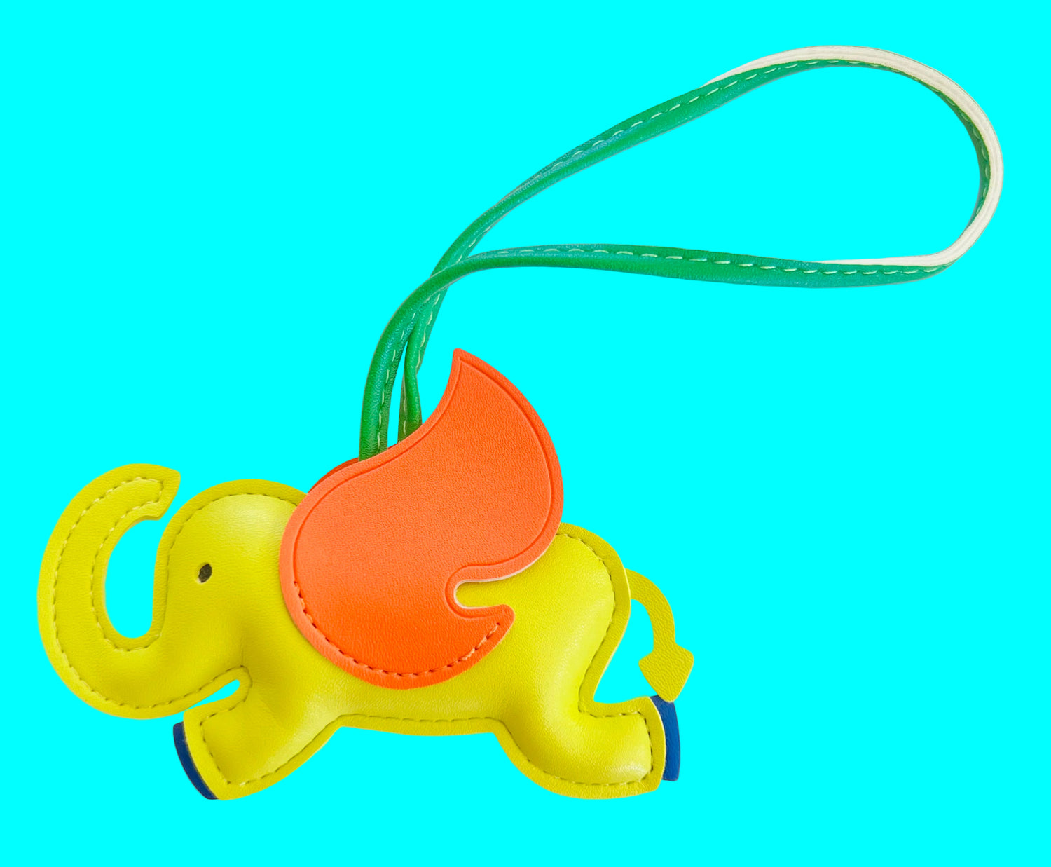 Flying Elephant Bag Charm &amp; Keychain – Colorful Leatherette Accessory