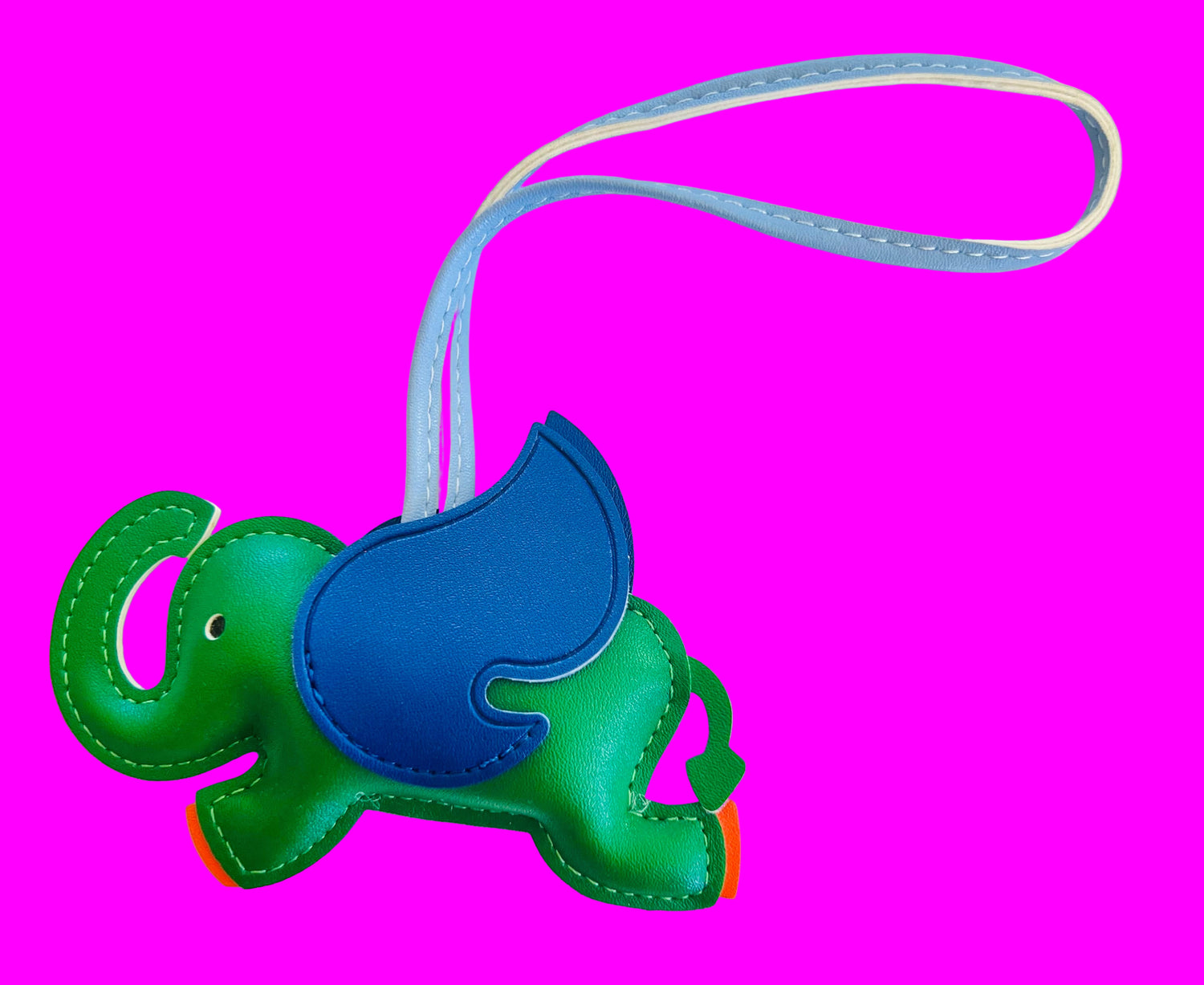 Flying Elephant Bag Charm &amp; Keychain – Colorful Leatherette Accessory