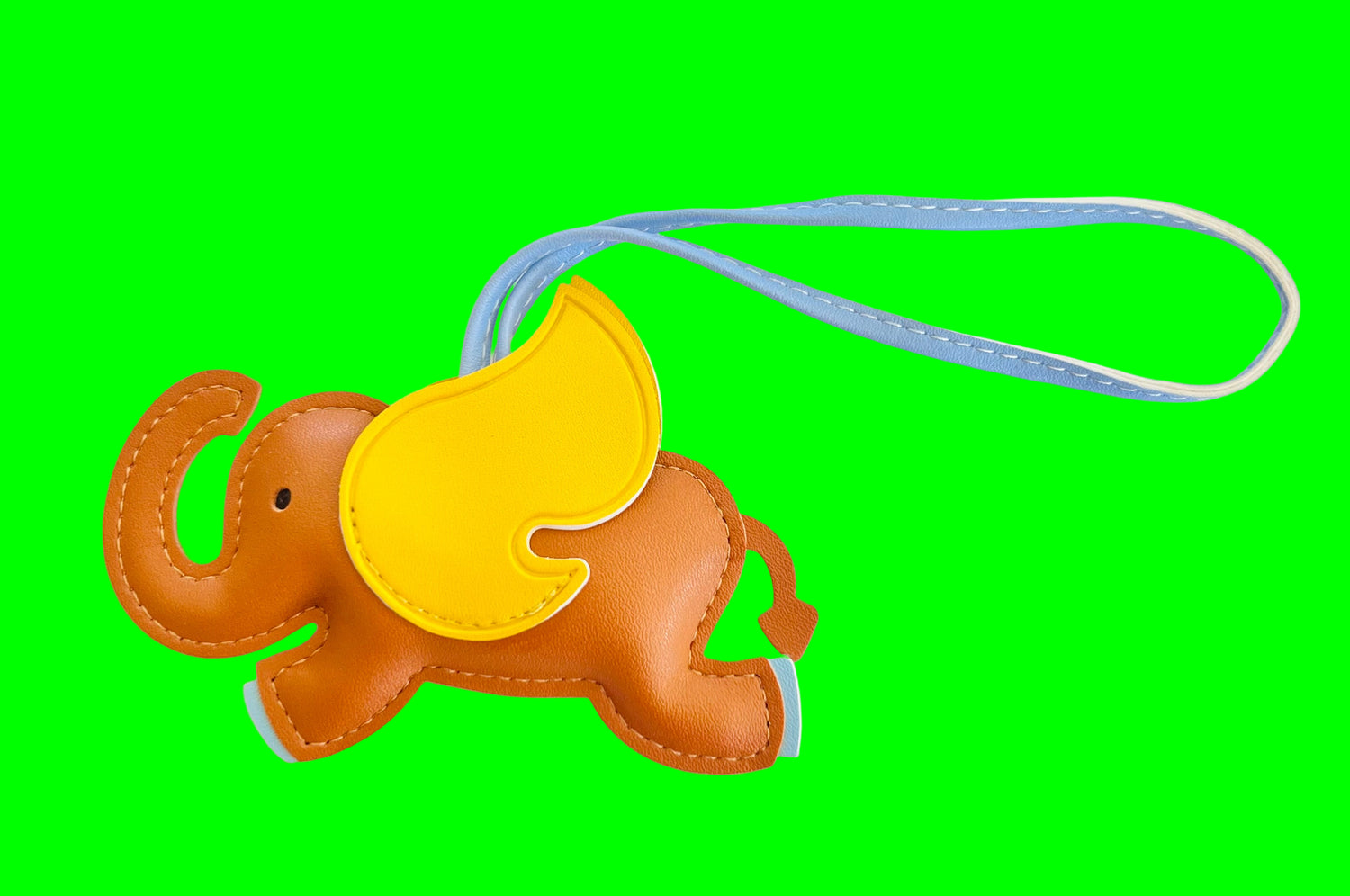 Flying Elephant Bag Charm &amp; Keychain – Colorful Leatherette Accessory