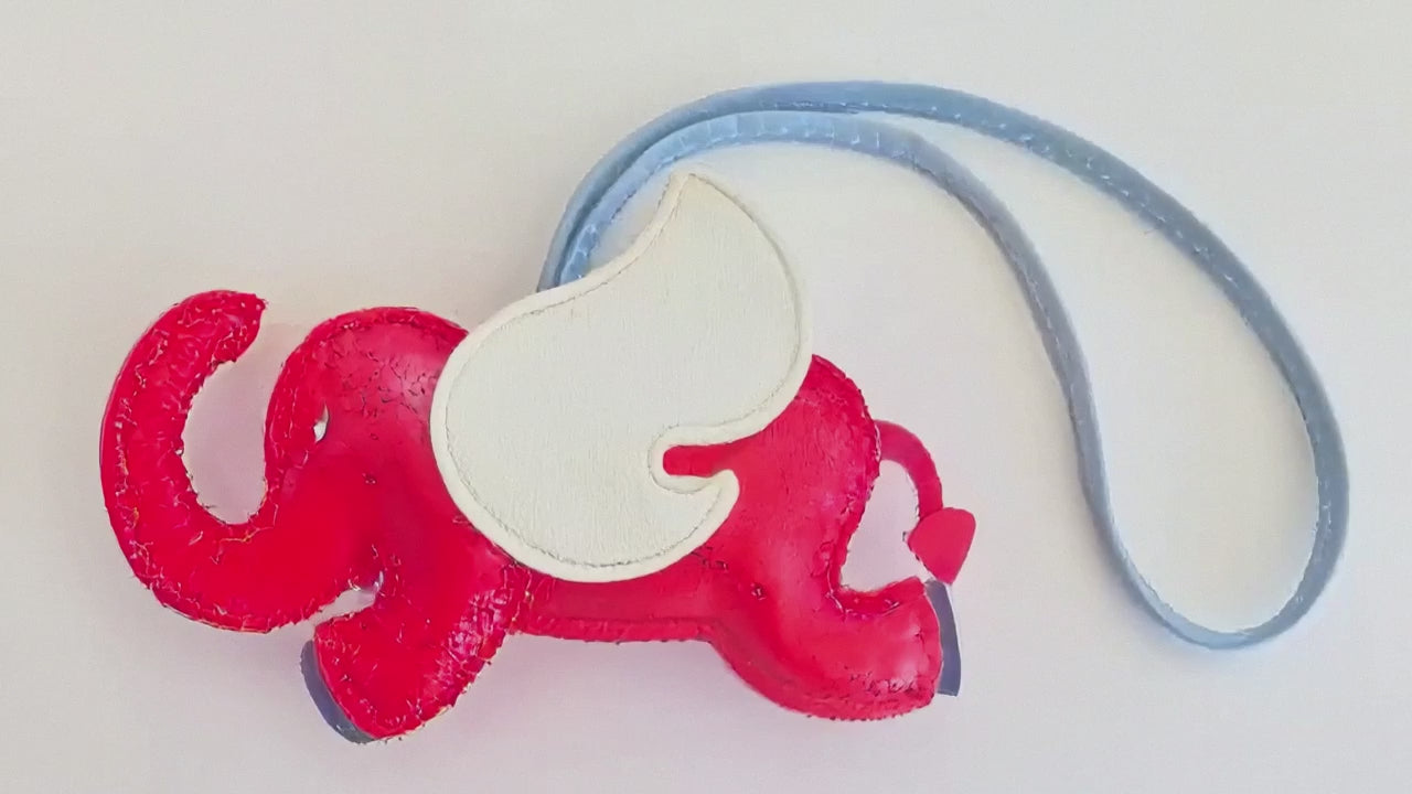 Flying Elephant Bag Charm &amp; Keychain – Colorful Leatherette Accessory