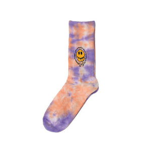 Tie-Dyed Face Floret Cotton Mid-Tube Socks