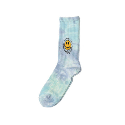 Tie-Dyed Face Floret Cotton Mid-Tube Socks