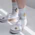 Tie-Dyed Face Floret Cotton Mid-Tube Socks