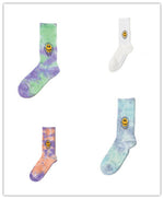 Load image into Gallery viewer, Tie-Dyed Face Floret Cotton Mid-Tube Socks

