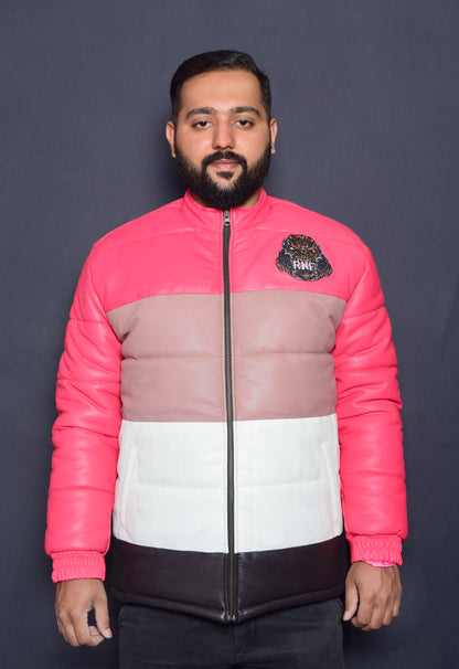 MULTICOLOR LAMBSKIN PUFF LEATHER JACKETS