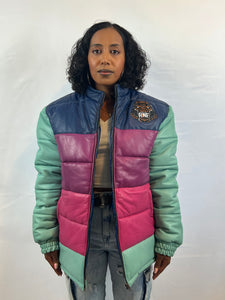 MULTICOLOR LAMBSKIN PUFF LEATHER JACKETS