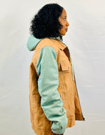 Load image into Gallery viewer, DENIM LEATHER SLEEVE JACKETS
